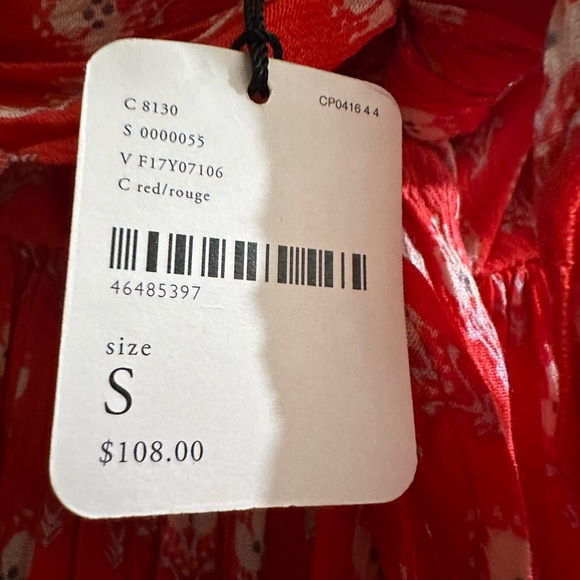 NWT Free People- S unique strapless red flowy dress - Picture 3 of 7